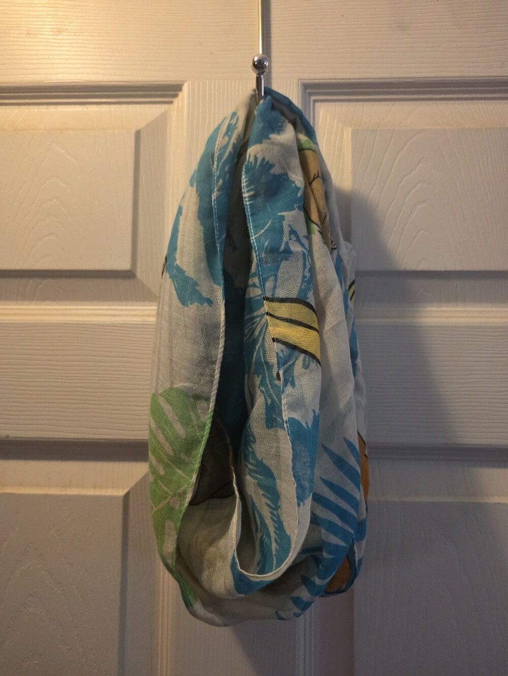 Jungle Book Loop Scarf with Blue, Green & Yellow Print
